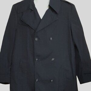 Botany Weather Topper Mens 42 Reg Navy Double Breasted Zip Out Fur Lining
